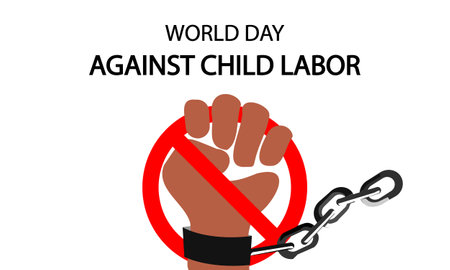 World day against child labor sign stop, vector art illustration.のイラスト素材