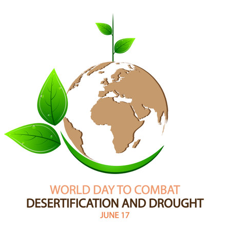 Combat desertification and drought World day to leaf planet, vector art illustration.のイラスト素材