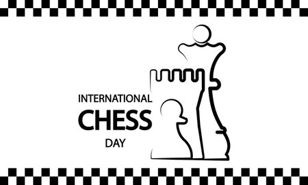 Chess Day International banner, vector art illustration.のイラスト素材