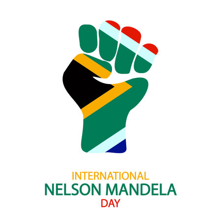 Nelson Mandela Day International flag color hand, vector art illustration.のイラスト素材