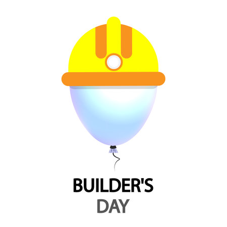 Builder day balloon and construction helmet, vector art illustration.のイラスト素材