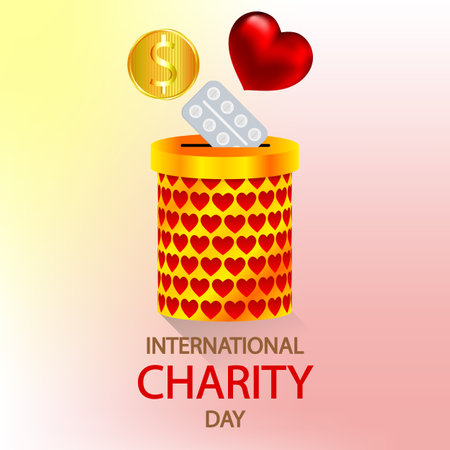 Charity day international donation box, vector art illustration.のイラスト素材