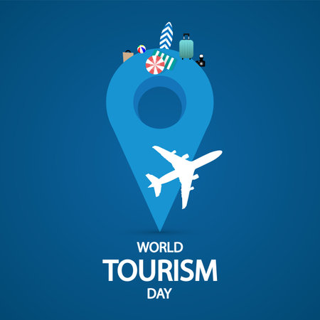 Tourism day world geolocation sign travel concept, vector art illustration.のイラスト素材