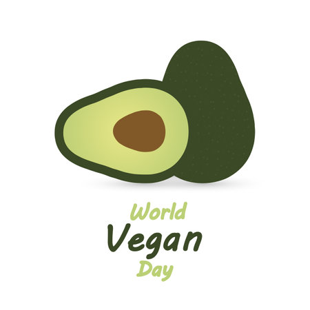 Vegan day world avocado, vector art illustration.のイラスト素材