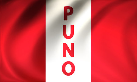 Puno Day in Peru flag, vector art illustration.のイラスト素材