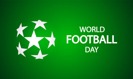 Football day world soccer ball stars green background, vector art illustration.のイラスト素材