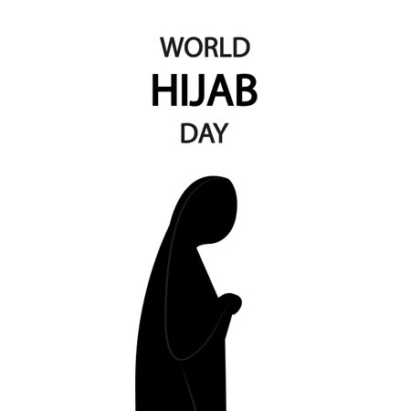 Hijab Day World girl, vector art illustration.のイラスト素材