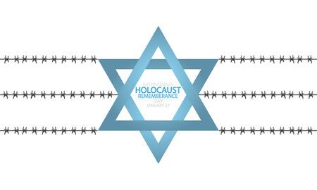 Holocaust Remembrance International Day Star of David barbed wire, vector art illustration.のイラスト素材