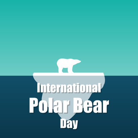 Polar Bear Day International on an iceberg, vector art illustration.のイラスト素材