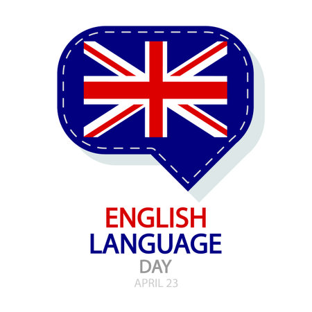 English Language Day dialog box and flag, vector art illustration.のイラスト素材