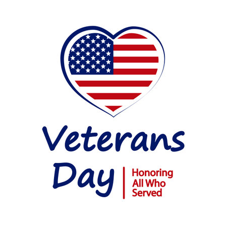 Veterans day heart flag, vector art illustration.のイラスト素材