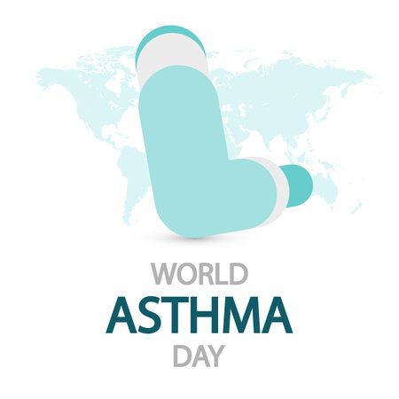 Asthma World Day inhaler, vector art illustration.のイラスト素材