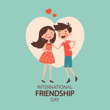 Friendship international day girl boy, vector art illustration.のイラスト素材