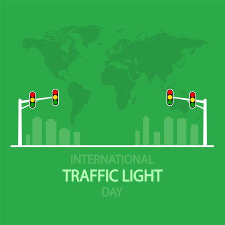Traffic Light International Day city, vector art illustration.のイラスト素材