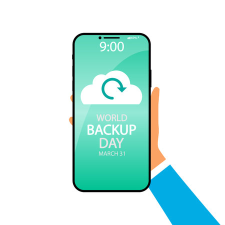 Backup day world smartphone, vector art illustration.