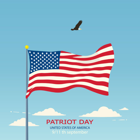 Patriot Day America Flag Eagle Sky, vector art illustration.のイラスト素材