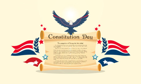 Constitution day usa scroll, vector art illustration.のイラスト素材