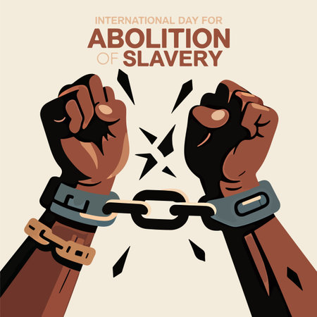 Slavery Abolition Hands broken chain, vector art illustration.のイラスト素材