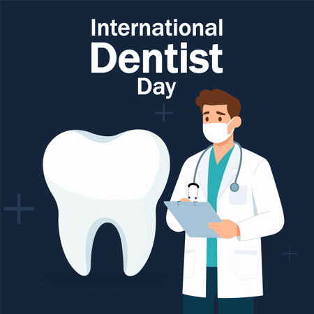 Dentist International Day tooth doctor, vector art illustration.のイラスト素材