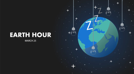 Earth hour off lamps, vector art illustration.のイラスト素材