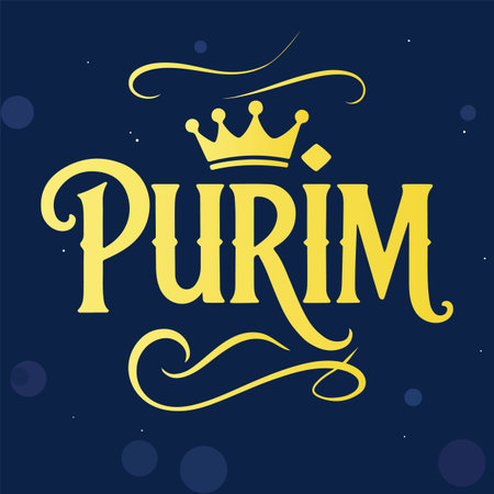 Purim golden typography, vector art illustration.のイラスト素材