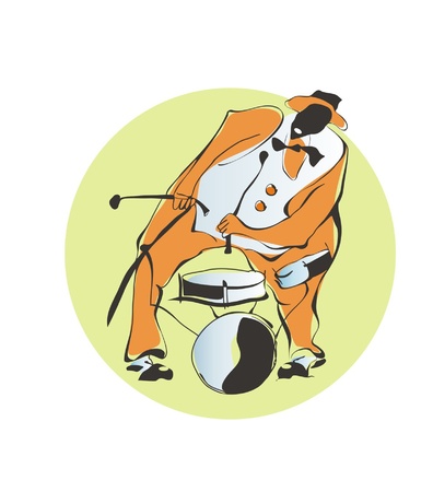 Afro-American jazz-man beats the drumsのイラスト素材