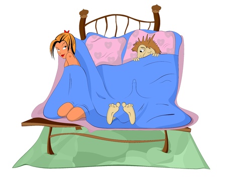 Sexy girl, a fellow and cool erectionのイラスト素材