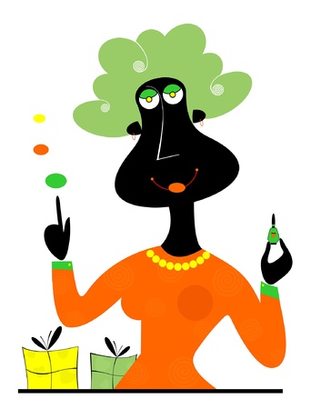 A women sells  advertises  perfume and presentsのイラスト素材