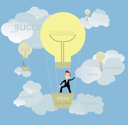 Businessman full of ideas flights up to success のイラスト素材