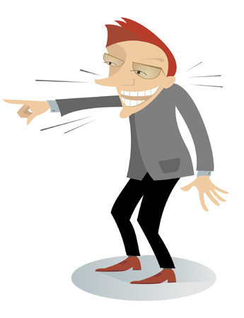 The man laughs and points a finger to somethingのイラスト素材