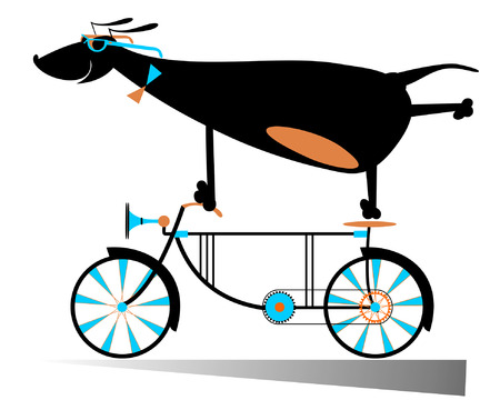 Comic dog is riding a bikeのイラスト素材
