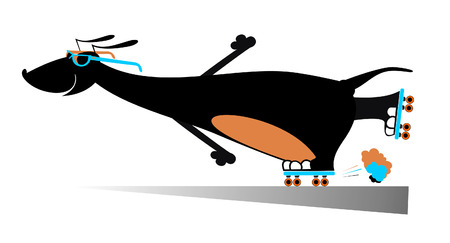 Comic dog roller skates silhouetteのイラスト素材