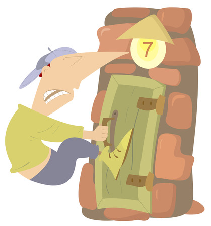 Man tries to open the door without a keyのイラスト素材