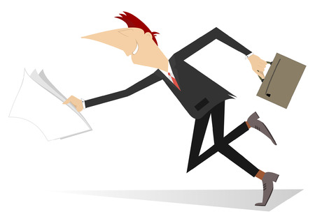 Running man with papers and bagのイラスト素材