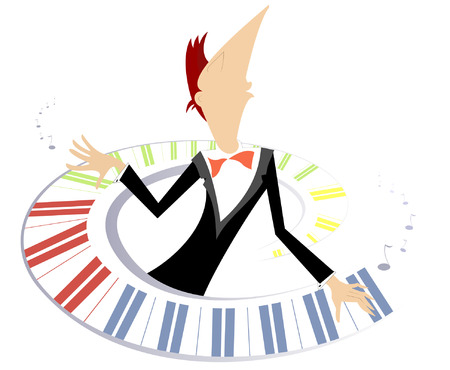 Pianist is playing music with inspirationのイラスト素材
