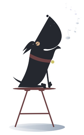 Howling dog. Dog sits on the chair and sings or howlsのイラスト素材