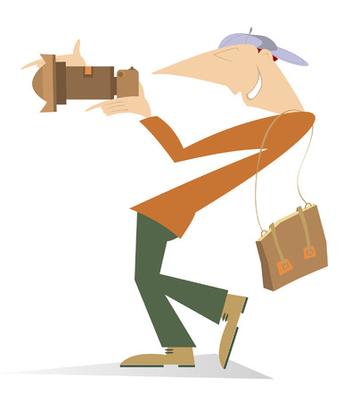 Funny photographer or paparazzi makes a shotのイラスト素材