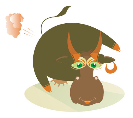 Natural gas. Smiling cute cow s breaking windのイラスト素材