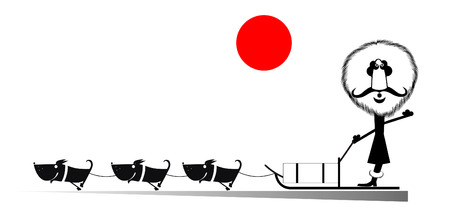 Man rides on the snowmobileのイラスト素材