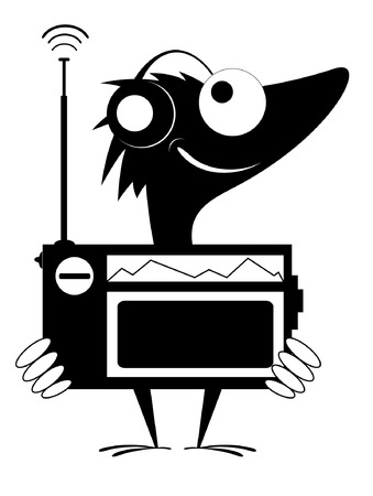 Listened the radio person. Comic person is listening music on the radioのイラスト素材