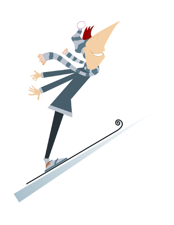 Man a ski jumper. Cartoon man a ski jumping illustrationのイラスト素材