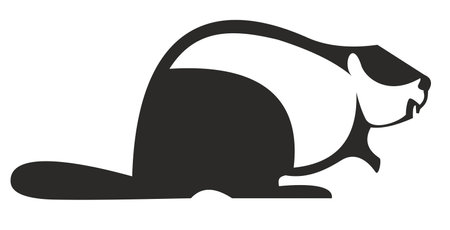 Original art Illustration of beaver. 
Art silhouette of beaver. Black on white backgroundのイラスト素材