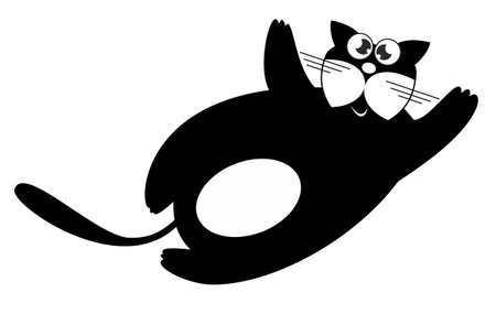 Cute funny cat. 
Funny cartoon cat. Black and white illustrationのイラスト素材