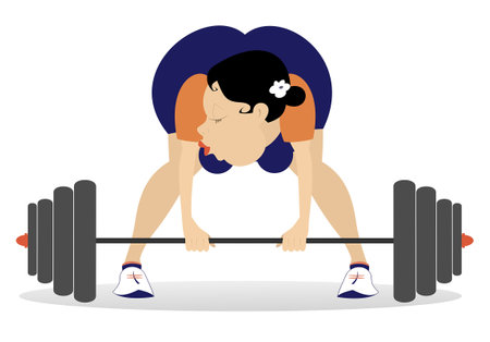 Young woman weightlifter. 
Young strong woman lifting a heavy weightのイラスト素材