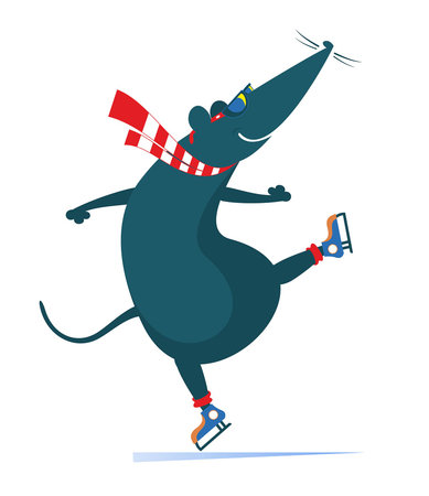 Cute rat or mouse skates.
Winter sport. Cute rat or mouse a skater. Isolated on white backgroundのイラスト素材