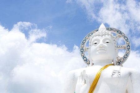 Thailand White Image of Buddha Sculptureの写真素材