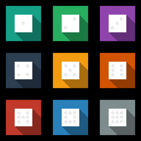 Dices Flat Icons Set with long shadowのイラスト素材