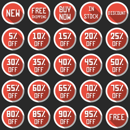 Flat design modern vector illustration icons set with long shadow effect of electronic commerce and various shopping symbol and elements. Design elements for mobile and web applications, sites.のイラスト素材