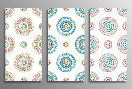 Set vintage universal different seamless eastern patterns (tiling). Endless texture can be used for wallpaper, pattern fill, web page background, surface textures clothes. Retro geometric ornament.のイラスト素材
