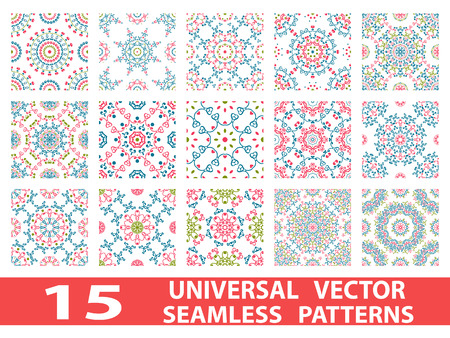 Universal multi - dimensional seamless patterns (tiling). Endless texture can be used for wallpaper, pattern fills, web page background, surface textures. Set modern design ornamentのイラスト素材